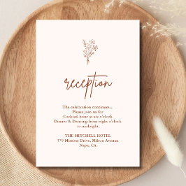 Cartão De Informações Recepção de Casamento Boho Botanicals Terracotta