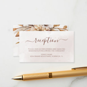 Cartão De Informações Recepção de Casamento Boho Floral Terracota Outono