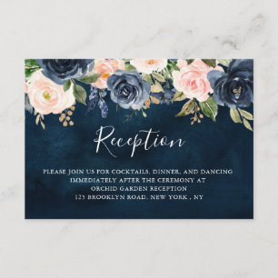 Cartão De Informações Recepção de Casamento Boho Rosa Bege Azul Marinho