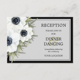 Cartão De Informações Recepção de casamento Botânica das Anêmonas Pretas