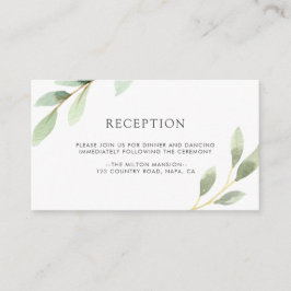 Cartão De Informações Recepção de casamento Botânica de Folhagem Verde