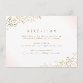 Cartão De Informações Recepção de casamento botânica dourada