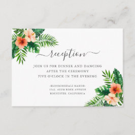 Cartão De Informações Recepção de casamento Botânica Tropical Watercolor