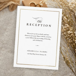 Cartão De Informações Recepção de casamento branca e preto clássico Eleg