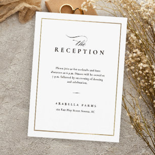Cartão De Informações Recepção de casamento branca e preto clássico Eleg