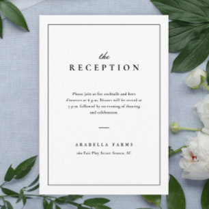 Cartão De Informações Recepção de casamento branca e preto clássico Eleg