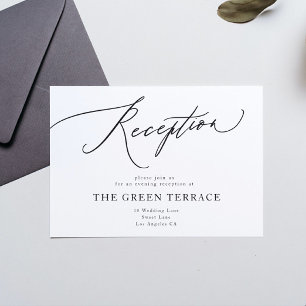 Cartão De Informações Recepção de casamento branca preto tradicional