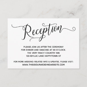 Cartão De Informações Recepção de casamento Branca Simples e Elegante