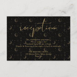 Cartão De Informações Recepção de Casamento Celestial Elegante Preto e D