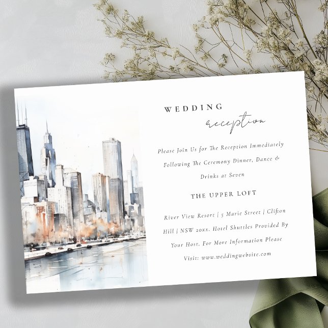 Cartão De Informações Recepção de casamento Chic Chicago Illinois City S (Criador carregado)