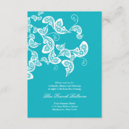 Cartão De Informações Recepção de Casamento Chic com Pavão Paisley Turqu