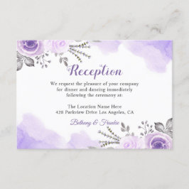 Cartão De Informações Recepção de Casamento Chic Floral Roxo Pastel Tend