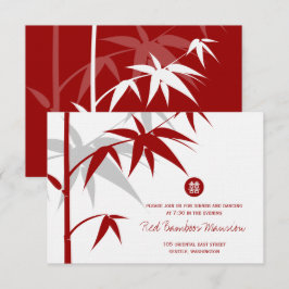 Cartão De Informações Recepção de Casamento Chinês em Árvore de Bambu Or