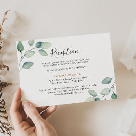 Cartão De Informações Recepção de casamento Clássica de Folhas Verdes Fo