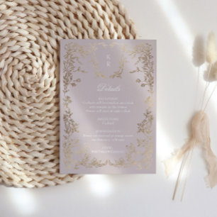 Cartão De Informações Recepção de casamento Clássica do Monograma de Cre