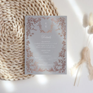 Cartão De Informações Recepção de casamento Clássica do Monograma de Cre