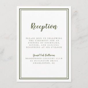 Cartão De Informações Recepção de casamento Clássica Simples Branco V