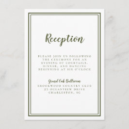 Cartão De Informações Recepção de casamento Clássica Simples Branco Verd