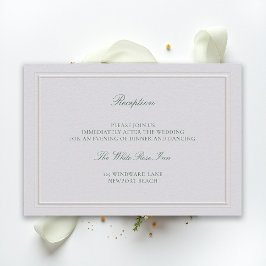 Cartão De Informações Recepção de Casamento Clássica Verde Elegante Marf