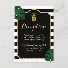 Cartão De Informações Recepção de Casamento com Abacaxi Dourado Havaiano