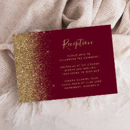 Cartão De Informações Recepção de Casamento com Borda de Brilho Dourado