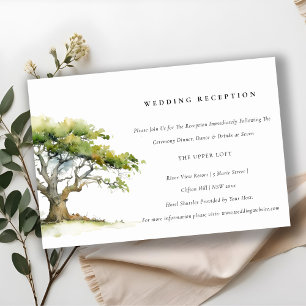 Cartão De Informações Recepção de Casamento com Carvalho em Aquarela Ver