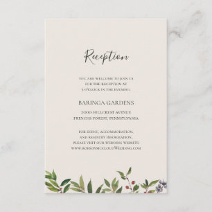 Cartão De Informações Recepção de Casamento com Champanhe Botânico Elegâ