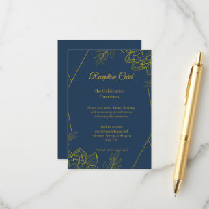 Cartão De Informações Recepção de Casamento com Elegância Dourada