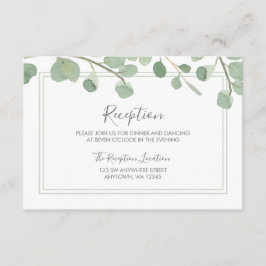 Cartão De Informações Recepção de Casamento com Eucalipto em Aquarela