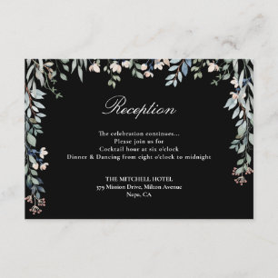 Cartão De Informações Recepção de Casamento com Flores de Verdura em Pre