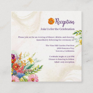 Cartão De Informações Recepção de Casamento com Flores Silvestres