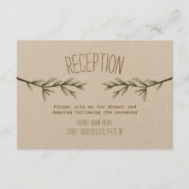 Cartão De Informações Recepção de Casamento com Ramos de Sempre-Verde Rú