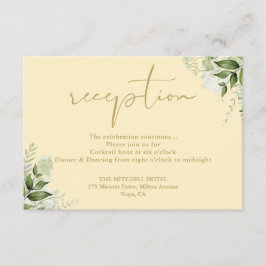 Cartão De Informações Recepção de Casamento com Verde e Amarelo Botão-de