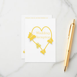 Cartão De Informações Recepção de casamento Coração da Borboleta Amarela