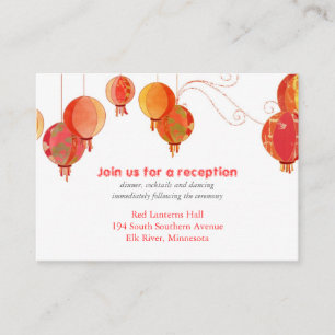 Cartão De Informações Recepção de Casamento das Lanternas Vermelhas Chic