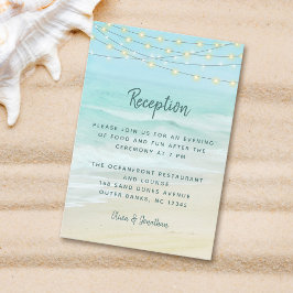 Cartão De Informações Recepção de casamento das Luzes das Cordas do Ocea