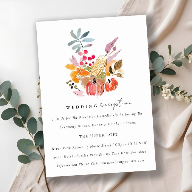 Cartão De Informações Recepção de casamento de Abóbora de Colheita Chic  (Criador carregado)