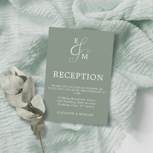 Cartão De Informações Recepção de casamento de Ampersand Verde do Modern