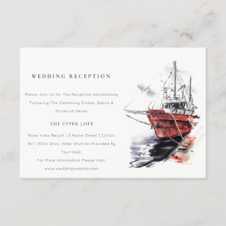 Cartão De Informações Recepção de casamento de Aquarela de Yacht Harbour