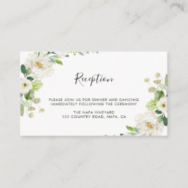 Cartão De Informações Recepção de casamento de Aquarela Floral Branca