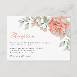 Cartão De Informações Recepção de casamento de Aquarela Floral Rosa Eleg