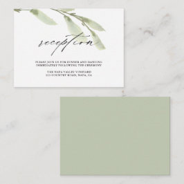 Cartão De Informações Recepção de casamento de Aquarela Verde