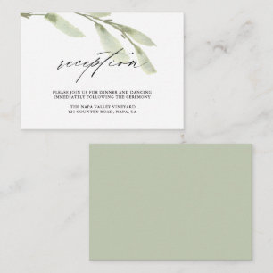 Cartão De Informações Recepção de casamento de Aquarela Verde