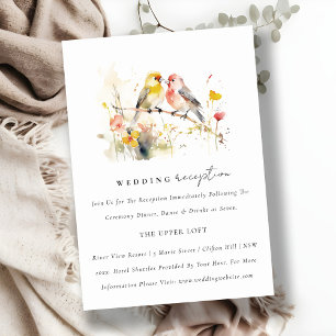 Cartão De Informações Recepção de casamento de Aves Botânicas Selvagens 