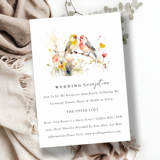 Cartão De Informações Recepção de casamento de Aves Botânicas Selvagens  (Criador carregado)