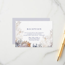 Cartão De Informações Recepção de casamento de Corais de Seashell de Aqu