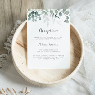 Cartão De Informações Recepção de casamento de Eucalyptus minimalista