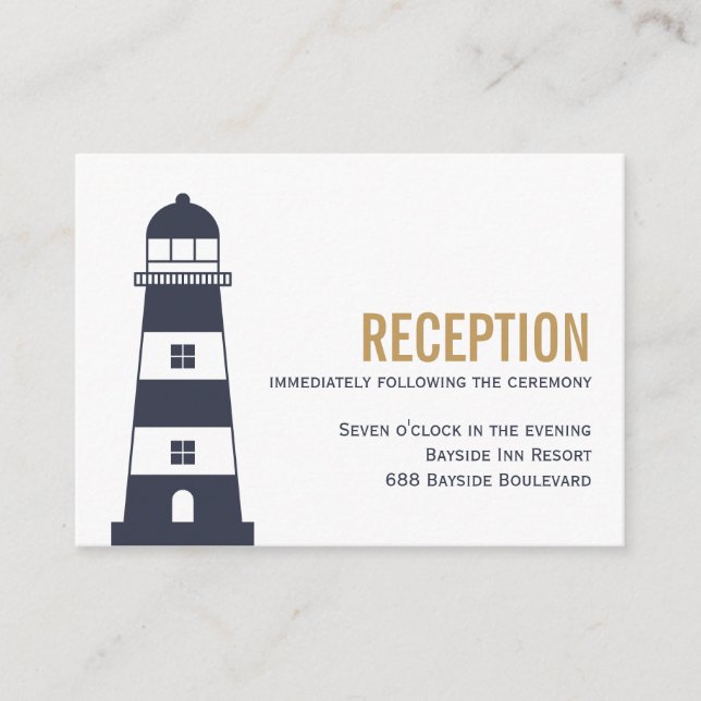 Cartão De Informações Recepção de casamento de farol (Frente)