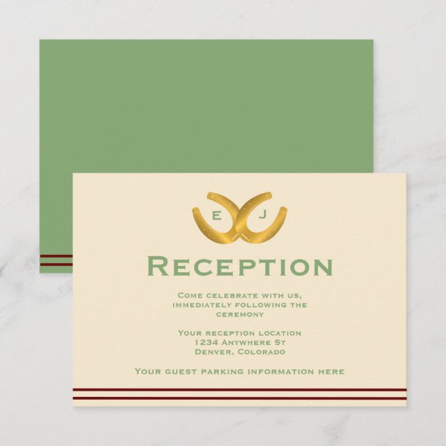 Cartão De Informações Recepção de casamento de ferraduras ocidentais (Frente/Verso)