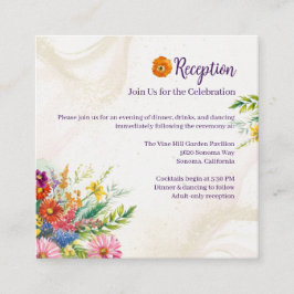Cartão De Informações Recepção de casamento de flor selvagem
